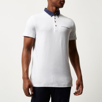 White contrast collar polo shirt